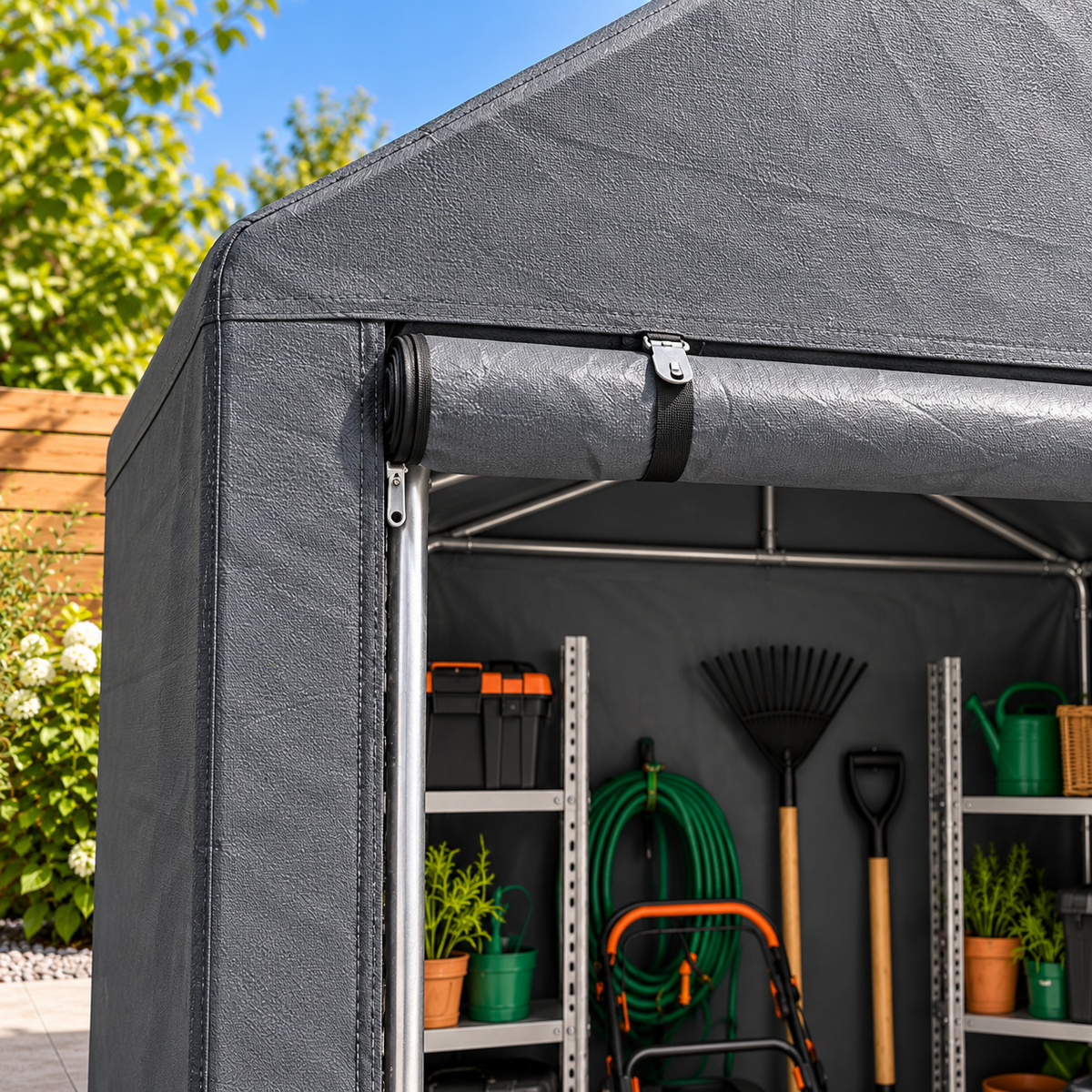 Abri de jardin en toile 2,95 m² pour moto et vélo avec porte zippée Hilair