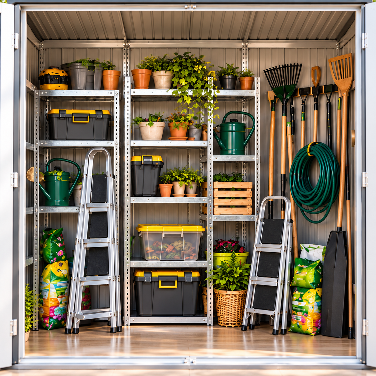 Abri de jardin 2,4 m² en métal gris anthracite avec porte coulissante Hilair