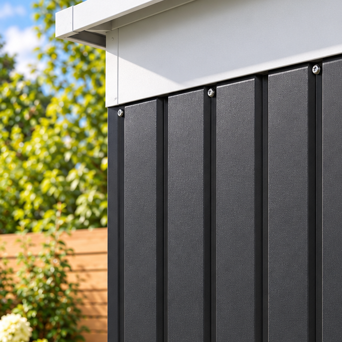 Abri de jardin 3,6 m² en acier galvanisé noir avec portes coulissantes Hilair