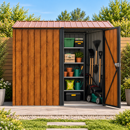 Abri de jardin 1,49 m² en métal marron avec porte à verrou Hilair