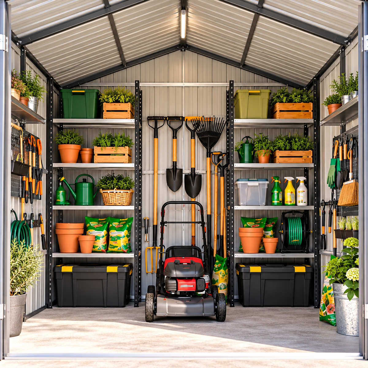 Abri de jardin 2,4 m² en métal gris anthracite avec porte coulissante Hilair