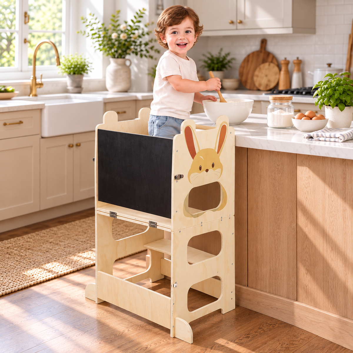 Tour d'apprentissage Montessori 3-en-1 convertible en table avec chaise – vue 8