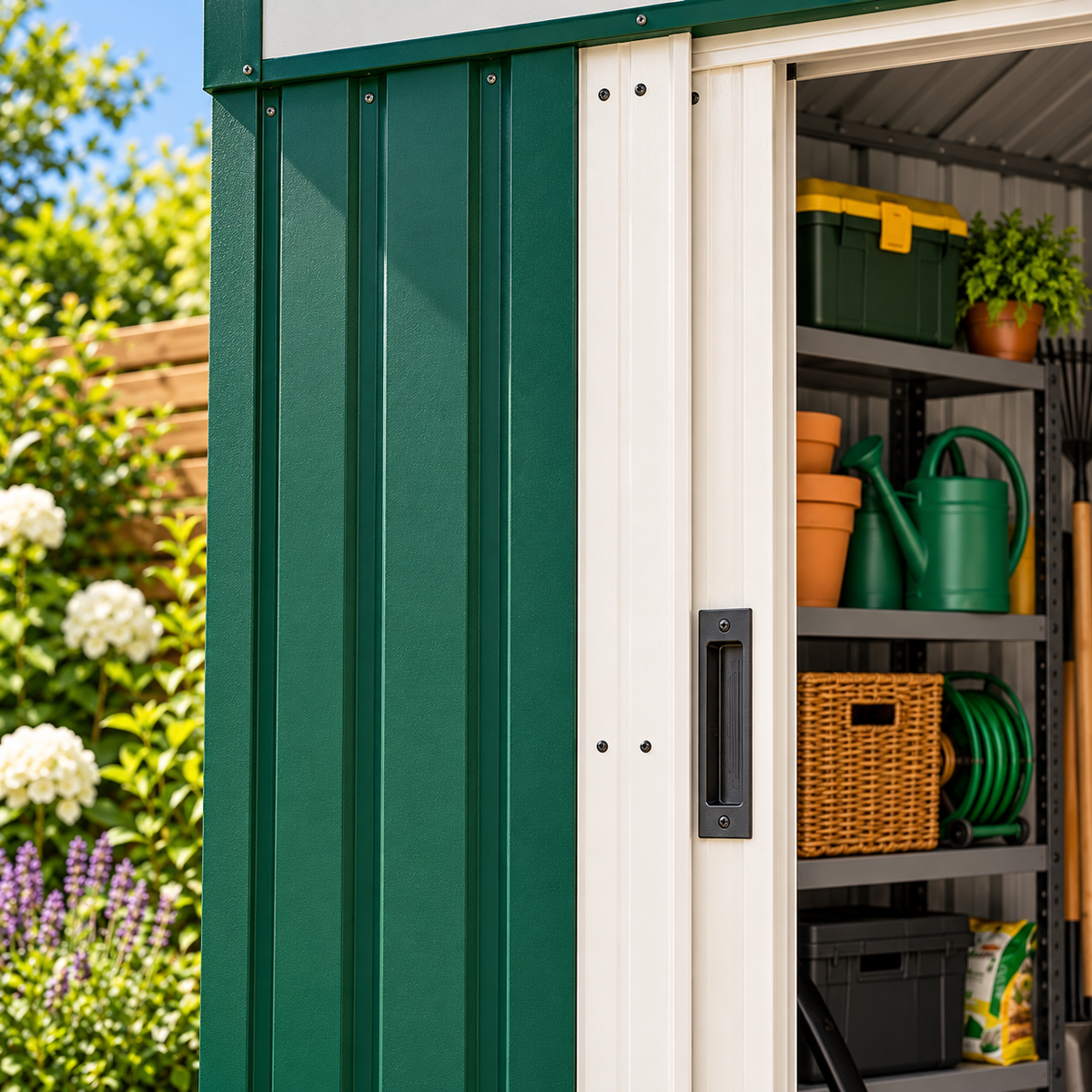Abri de jardin 2 m² en métal avec portes coulissantes à clé Hilair