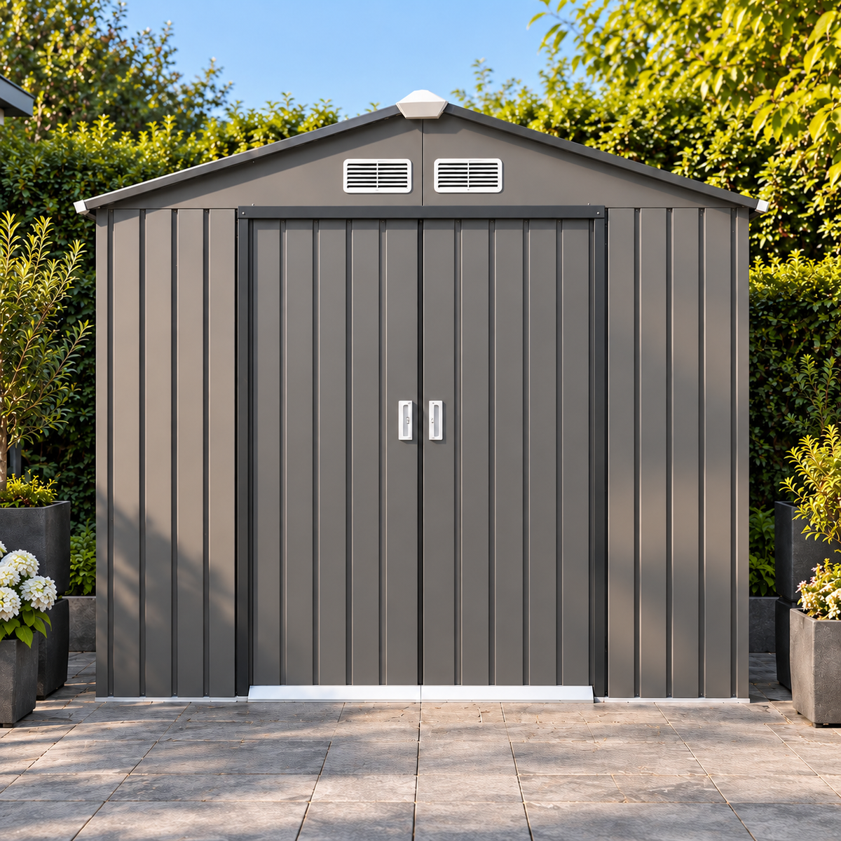 Abri de jardin 2,5 m² en métal brun avec portes coulissantes Hilair