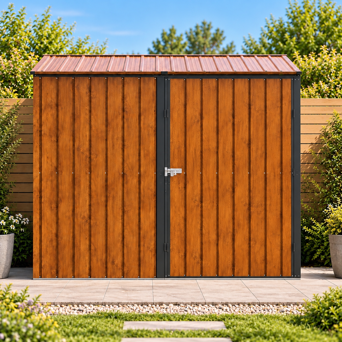 Abri de jardin 1,49 m² en métal marron avec porte à verrou Hilair