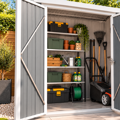 Abri de jardin 1,09 m² en métal avec 2 portes verrouillables Hilair