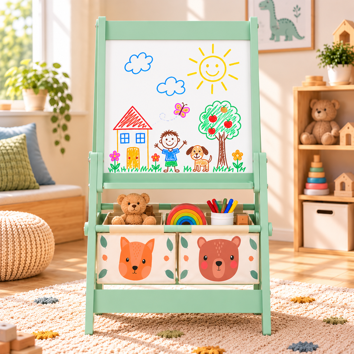 Chevalet Montessori double face, ardoise et tableau blanc Hilair