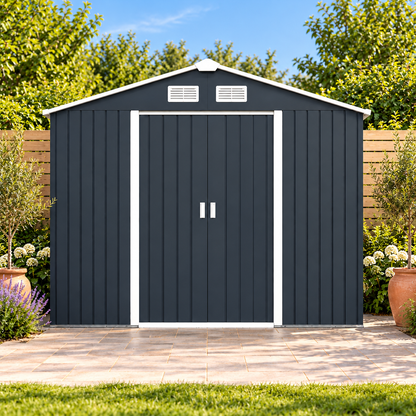 Abri de jardin 4,9 m² en métal avec portes coulissantes Hilair