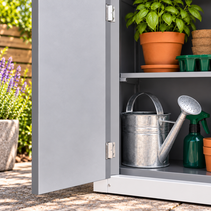 Abri de jardin 0,42 m² en bois avec 2 étagères et porte verrouillable Hilair