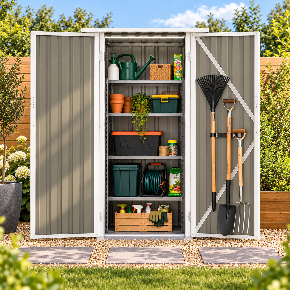 Abri de jardin 0,48 m² en acier galvanisé avec porte verrouillable Hilair