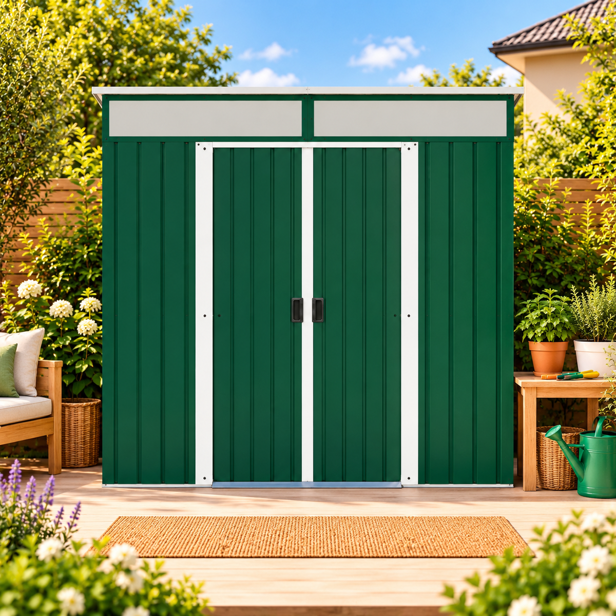 Abri de jardin 2 m² en métal avec portes coulissantes à clé Hilair