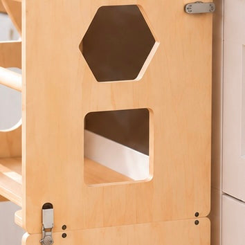 Tour d'apprentissage pliable en bois massif avec tableau noir Hilair