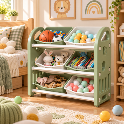 Meuble de rangement pour jouets avec bibliothèque, enfant – vue 8