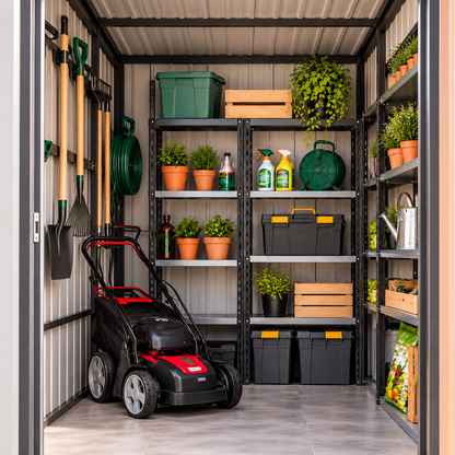 Abri de jardin 2,4 m² en métal gris anthracite avec porte coulissante Hilair