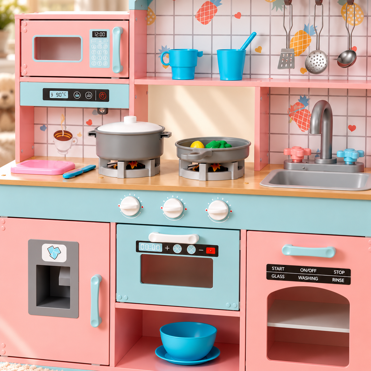 Cuisine Montessori en bois pour enfant avec lumières, sons et accessoires, dès 3 ans Hilair