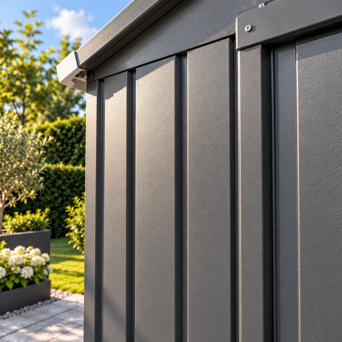 Abri de jardin 2,5 m² en métal brun avec portes coulissantes Hilair