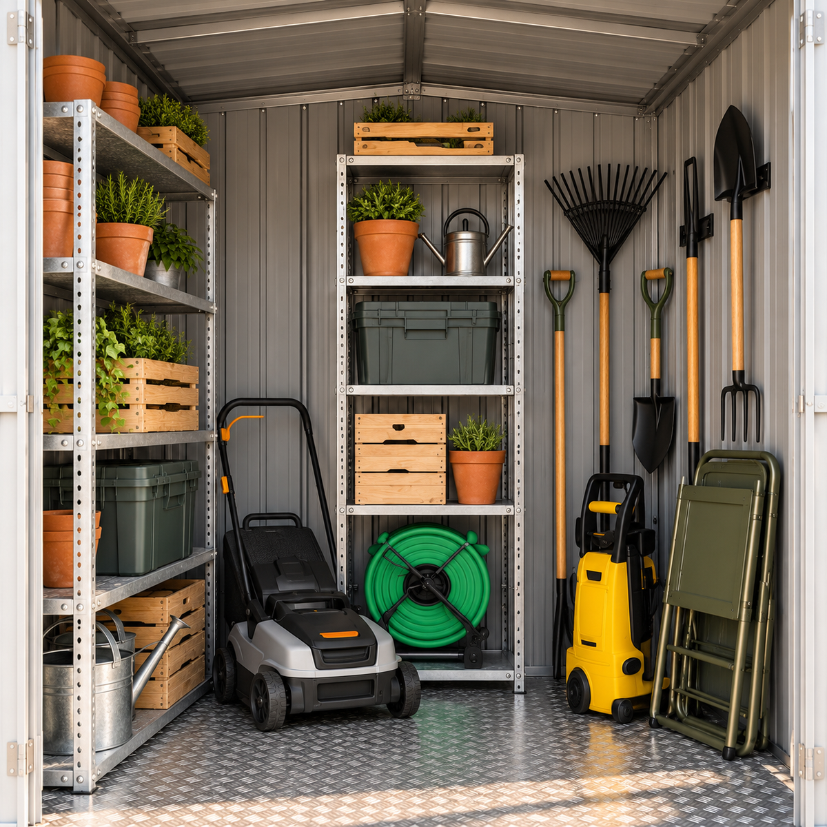 Abri de jardin 1,43 m² en métal anthracite avec toit incliné Hilair