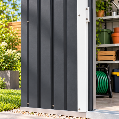 Abri de jardin 2,4 m² en métal gris anthracite avec porte coulissante Hilair