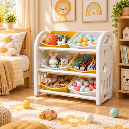 Meuble de rangement pour jouets avec bibliothèque, enfant – vue 6