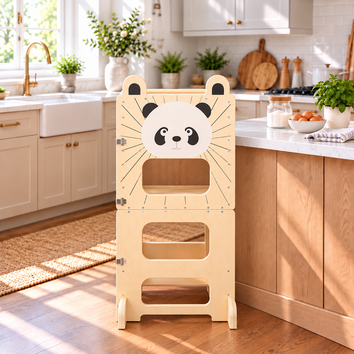 Tour d'apprentissage Montessori 3-en-1 convertible en table avec chaise – vue 2