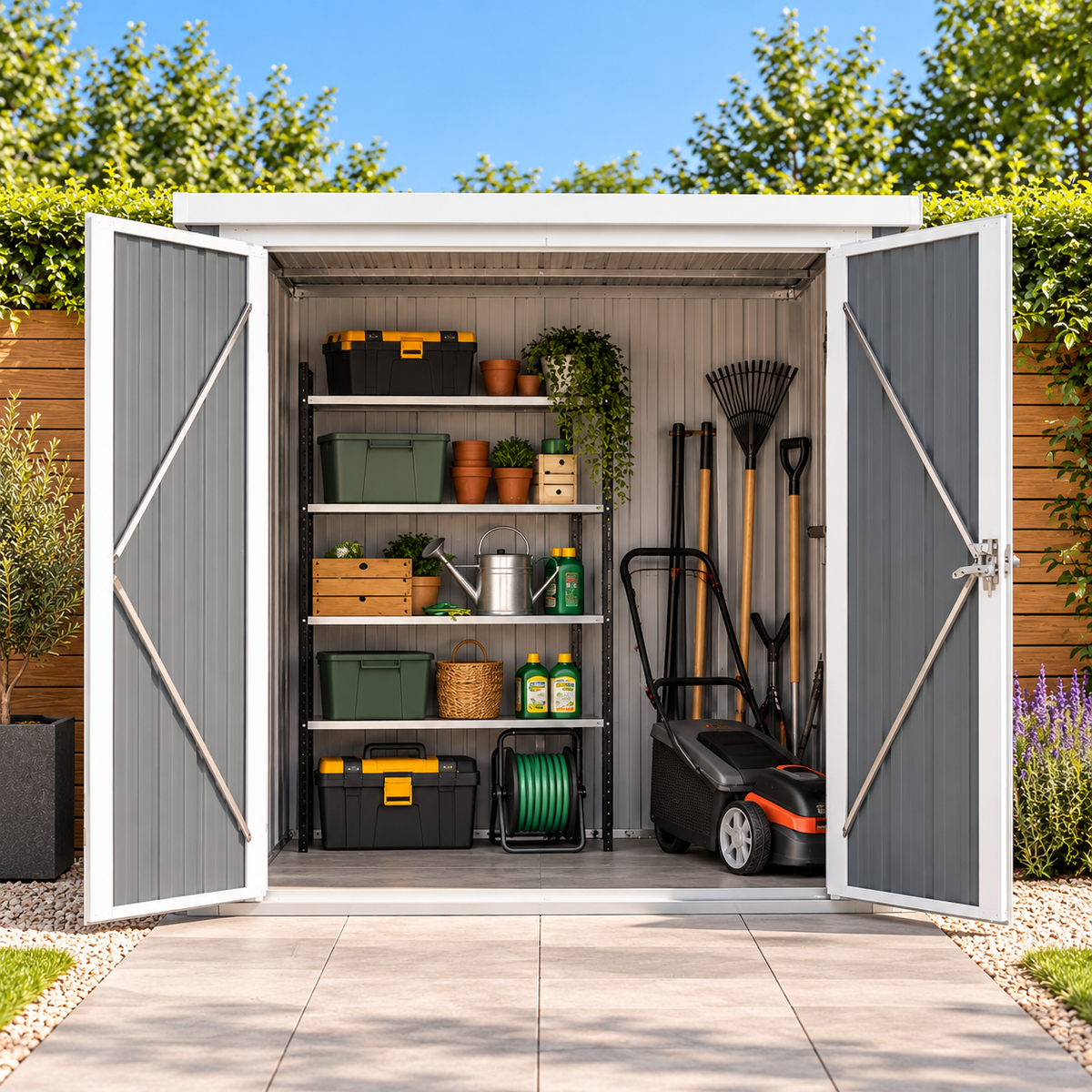 Abri de jardin 1,09 m² en métal avec 2 portes verrouillables Hilair
