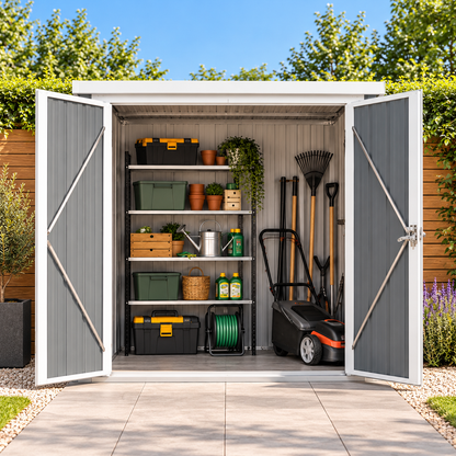 Abri de jardin 1,09 m² en métal avec 2 portes verrouillables Hilair