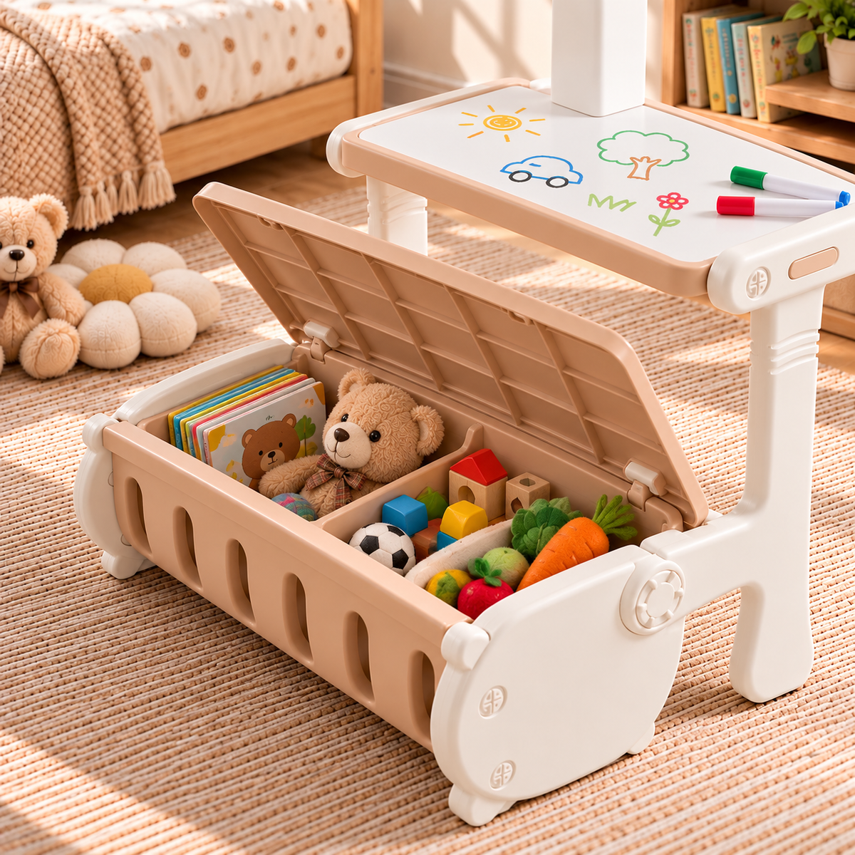 Table et chaise Montessori en bois massif, pliable et réglable Hilair