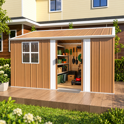 Abri de jardin en acier 10,7 m² avec double porte coulissante et ventilation Hilair