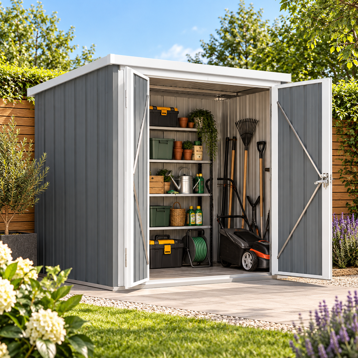 Abri de jardin 1,09 m² en métal avec 2 portes verrouillables Hilair