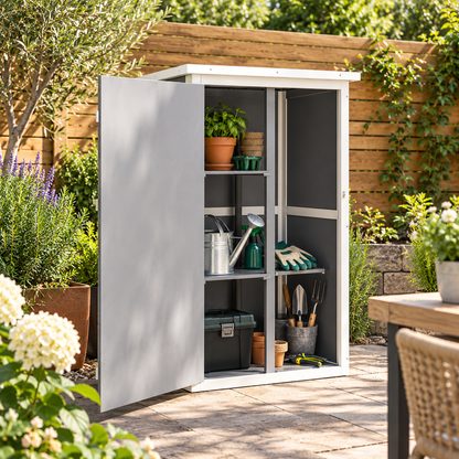 Abri de jardin 0,42 m² en bois avec 2 étagères et porte verrouillable Hilair