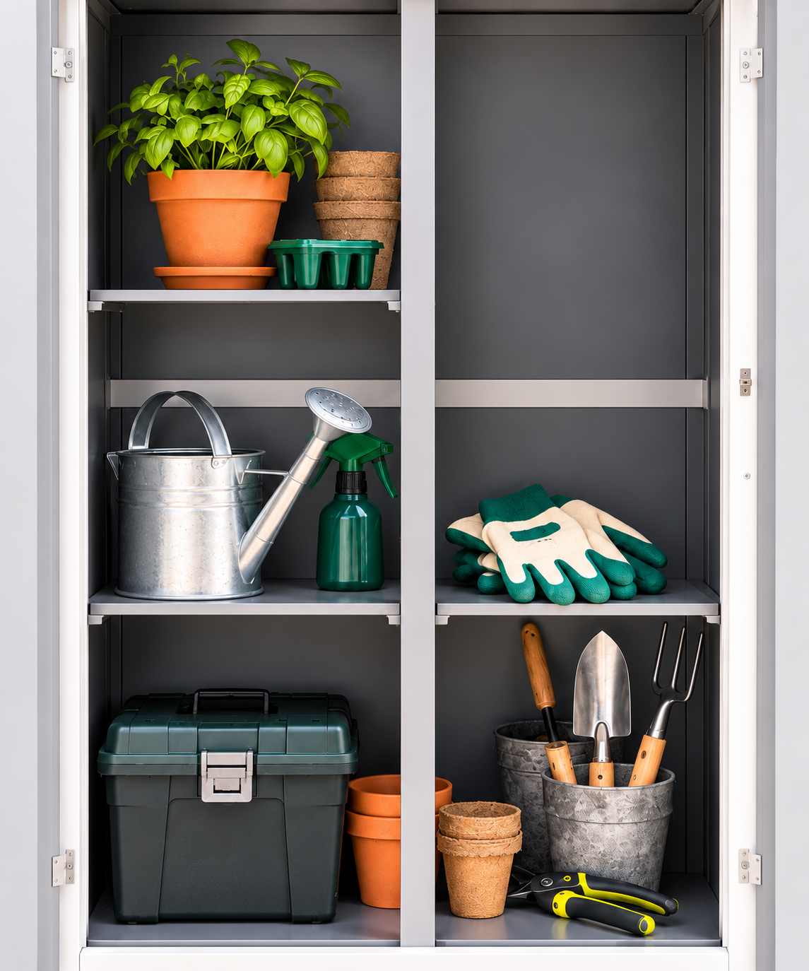 Abri de jardin 0,42 m² en bois avec 2 étagères et porte verrouillable Hilair