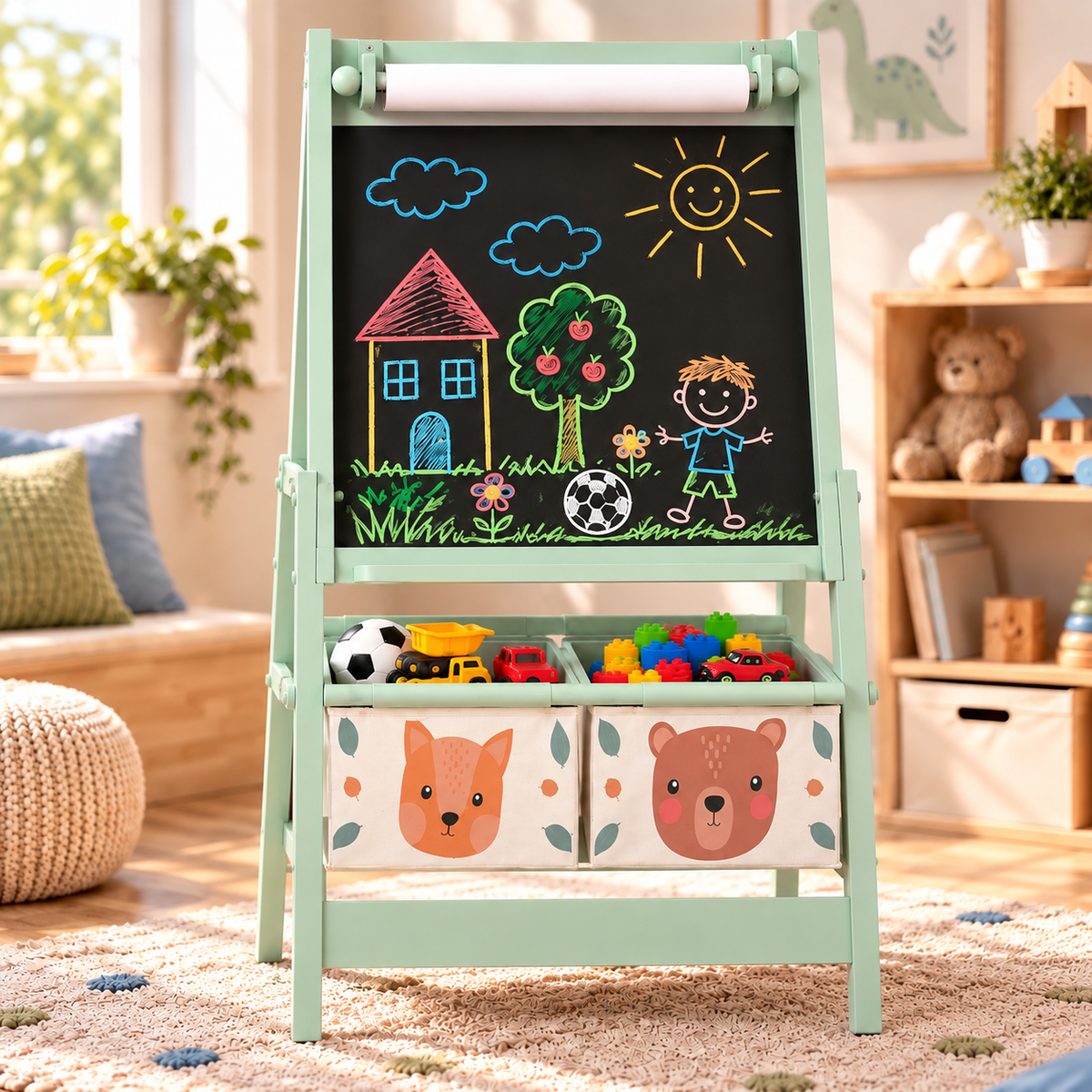 Chevalet enfant double face, ardoise et tableau blanc Hilair