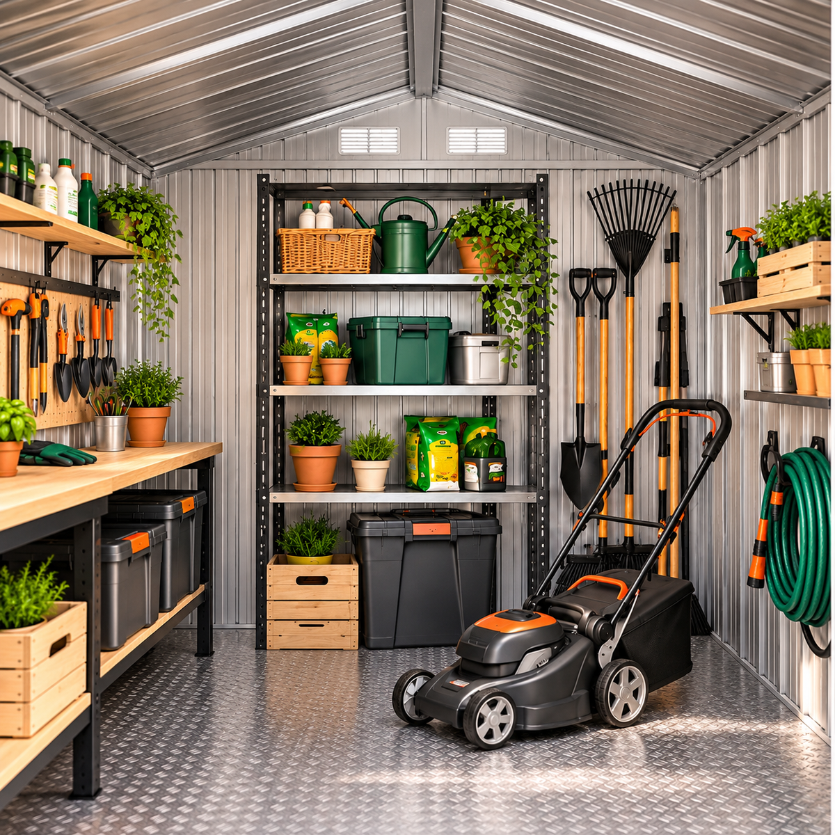 Abri de jardin 2,4 m² en métal gris anthracite avec porte coulissante Hilair