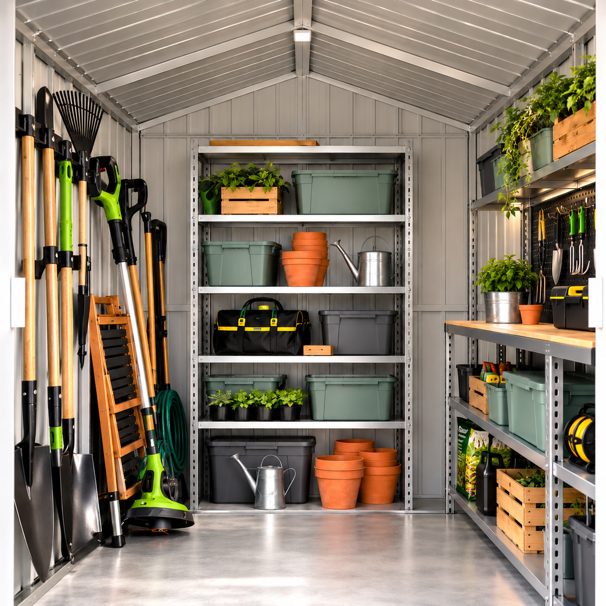 Abri de jardin 2,4 m² en métal gris anthracite avec porte coulissante Hilair