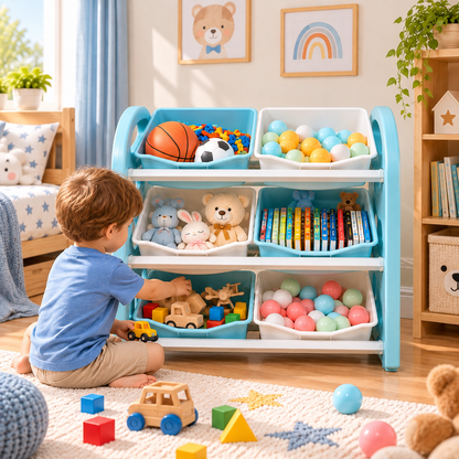 Meuble de rangement pour jouets avec bibliothèque, enfant – vue 3