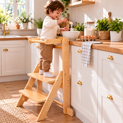 Tour d'apprentissage Montessori pliable et réglable, de 1 an et demi à 5 ans Hilair
