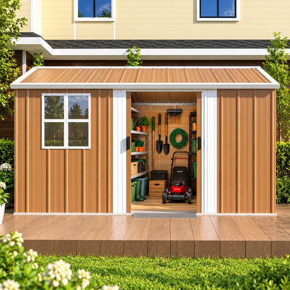 Abri de jardin en acier 10,7 m² avec double porte coulissante et ventilation Hilair