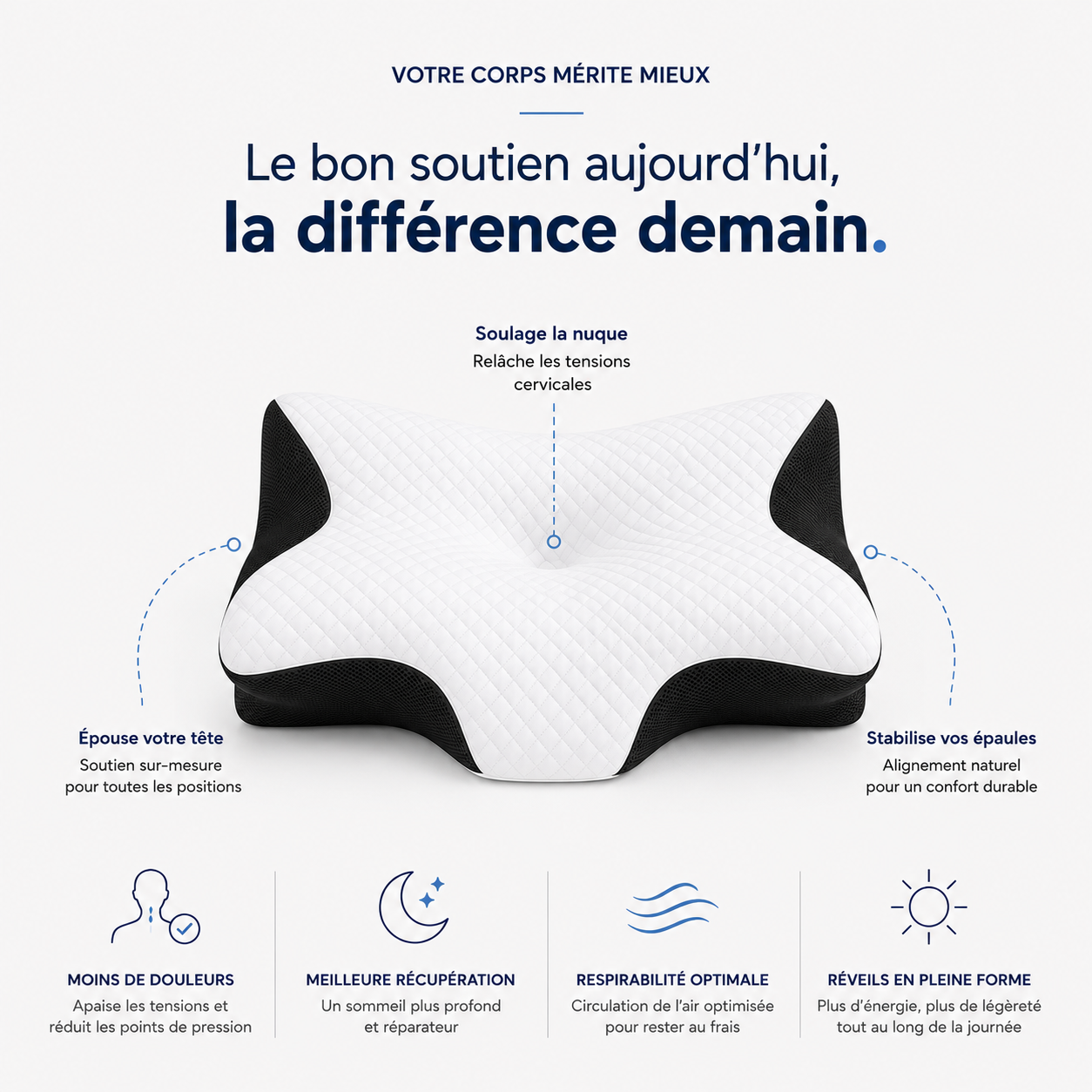 Oreiller Hilair – Réveillez-vous Sans Douleurs Cervicales Hilair