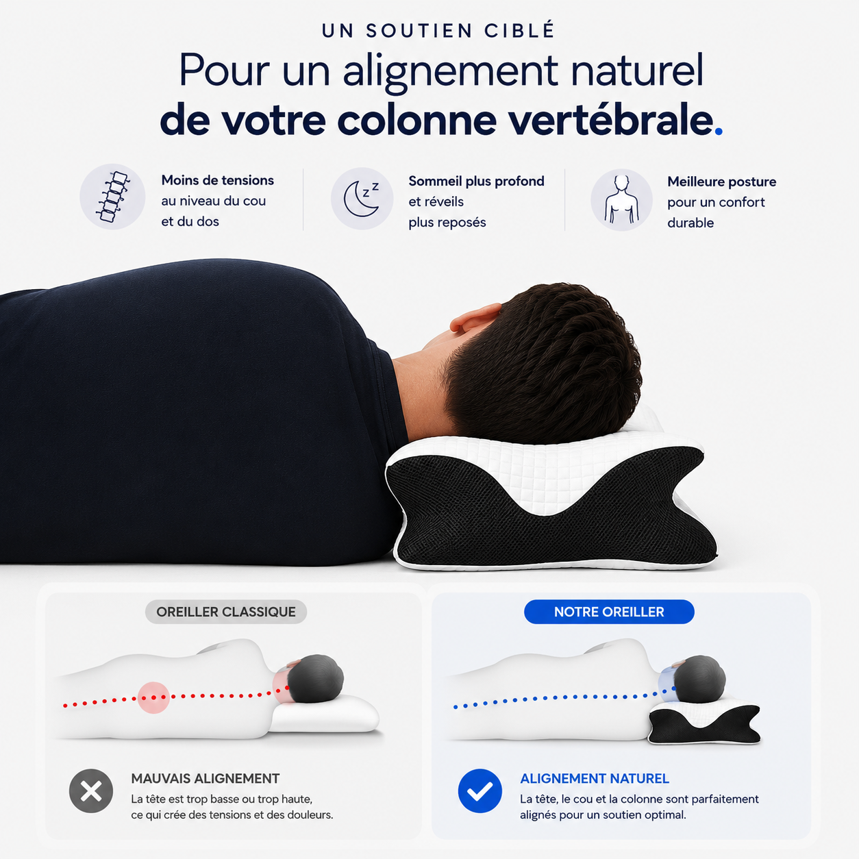 Oreiller Hilair – Réveillez-vous Sans Douleurs Cervicales Hilair