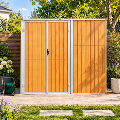 Abri de jardin en acier effet bois 2 m² galvanisé avec toit incliné et poignée Hilair
