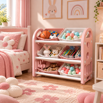 Meuble de rangement pour jouets avec bibliothèque, enfant – vue 9
