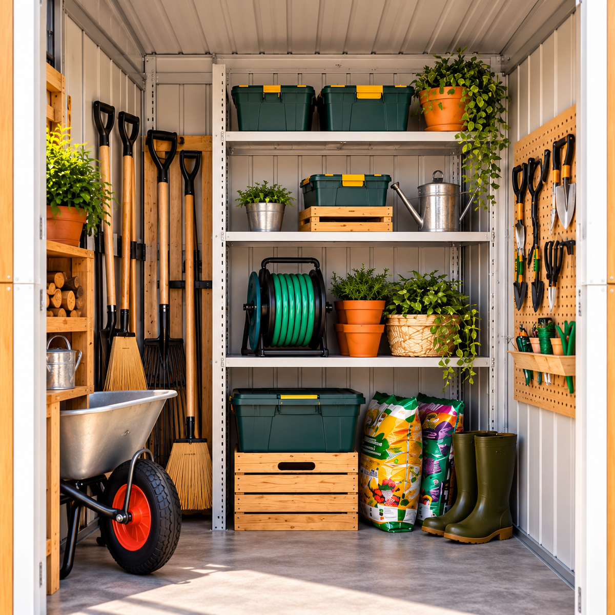 Abri de jardin 3 m² en acier galvanisé effet bois avec toit appentis Hilair