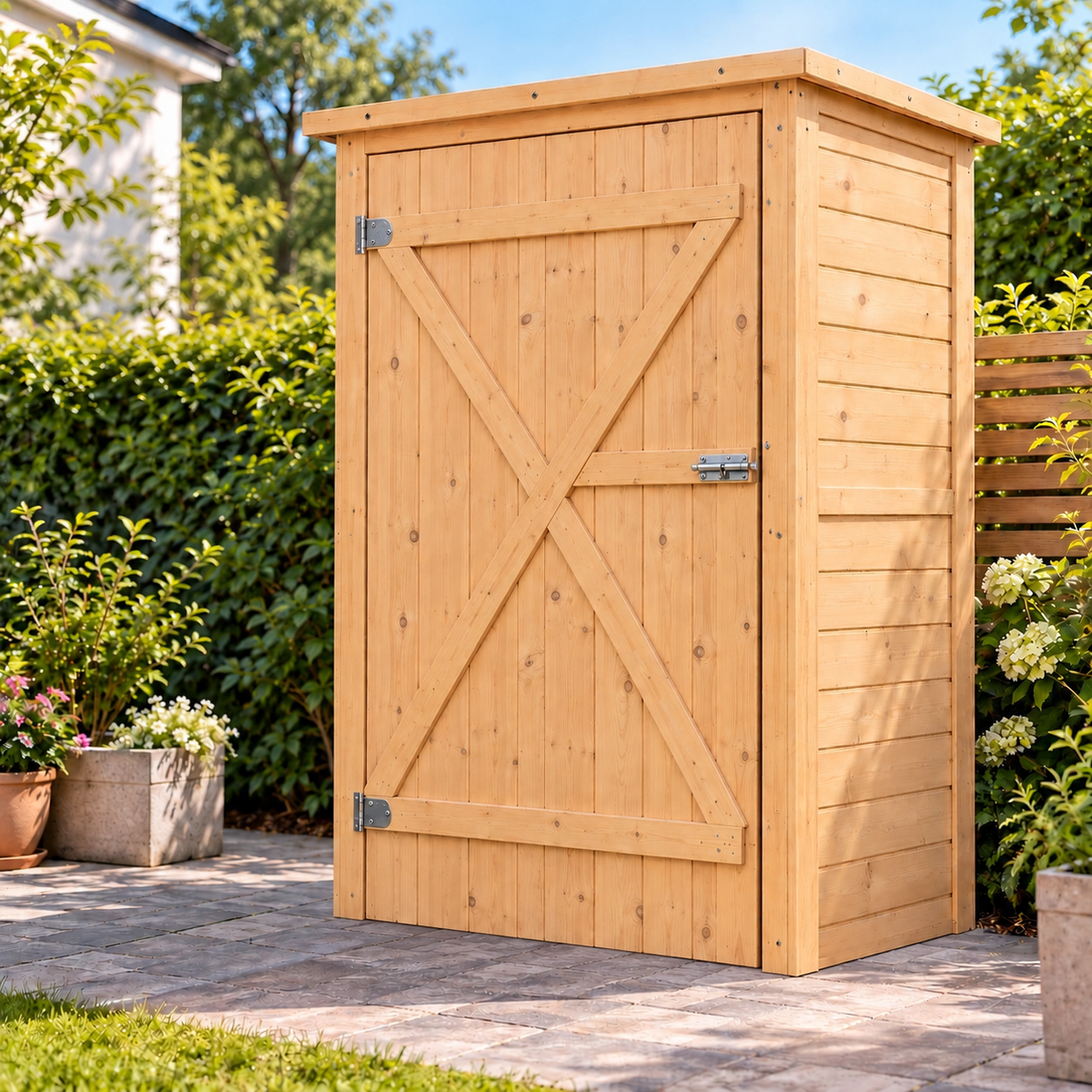 Abri de jardin 0,42 m² en bois avec toit bitumé et 2 étagères Hilair