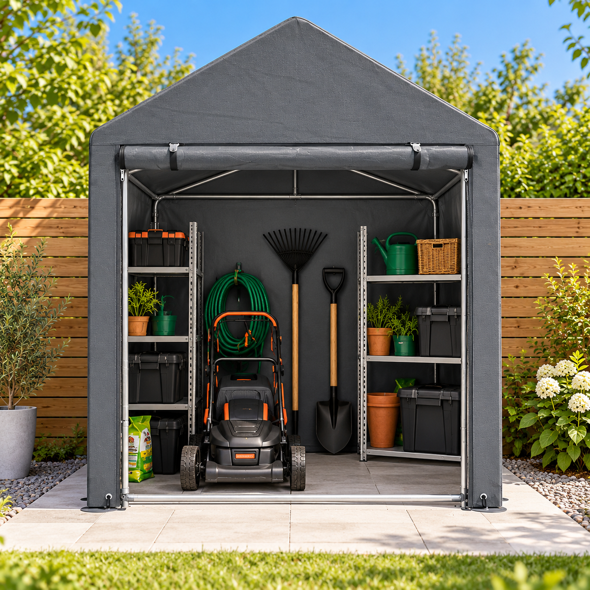 Abri de jardin en toile 2,95 m² pour moto et vélo avec porte zippée Hilair