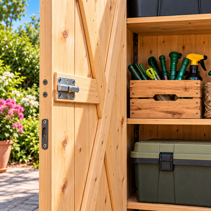 Abri de jardin 0,42 m² en bois avec toit bitumé et 2 étagères Hilair