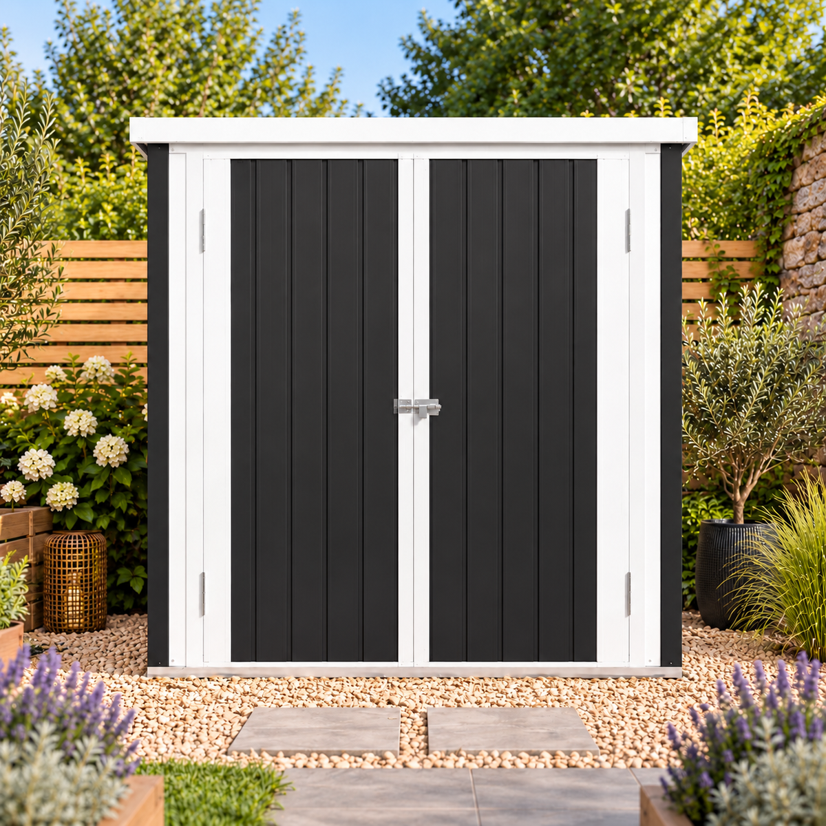 Abri de jardin 1,26 m² en tissu composite avec portes verrouillables Hilair