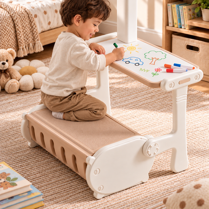 Table et chaise Montessori en bois massif, pliable et réglable en hauteur – vue 1