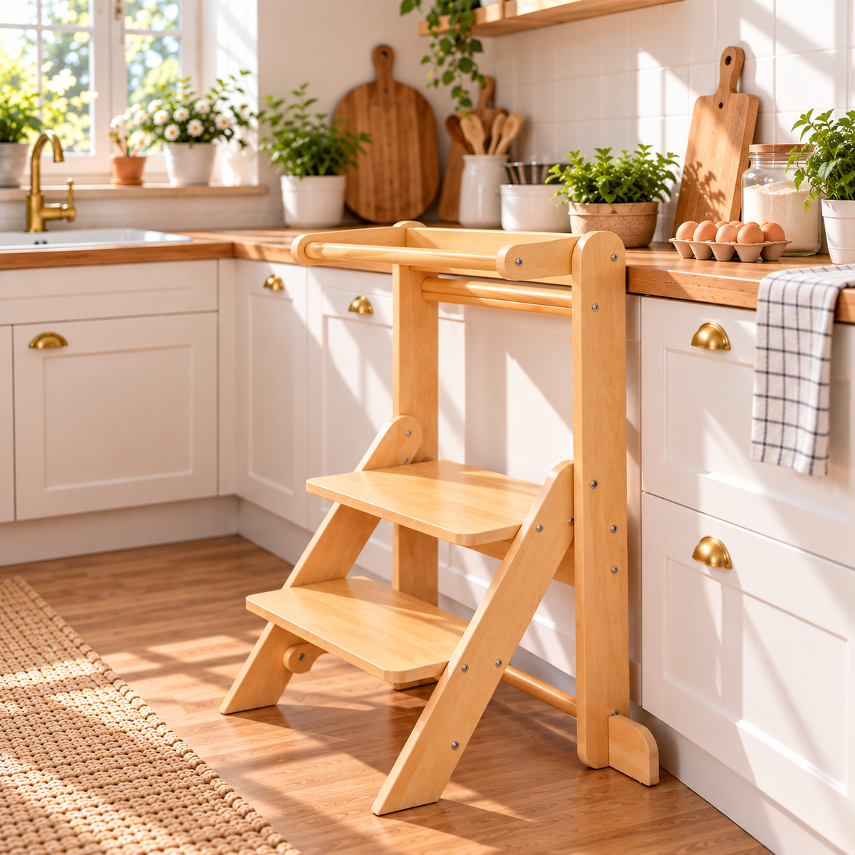 Tour d'apprentissage pliable et réglable en bois, dès 1 an et demi – vue 2